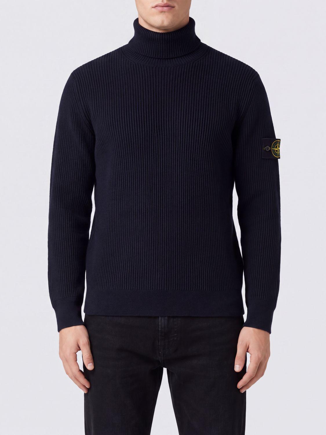 STONE ISLAND Black Wool Turtleneck Sweater
