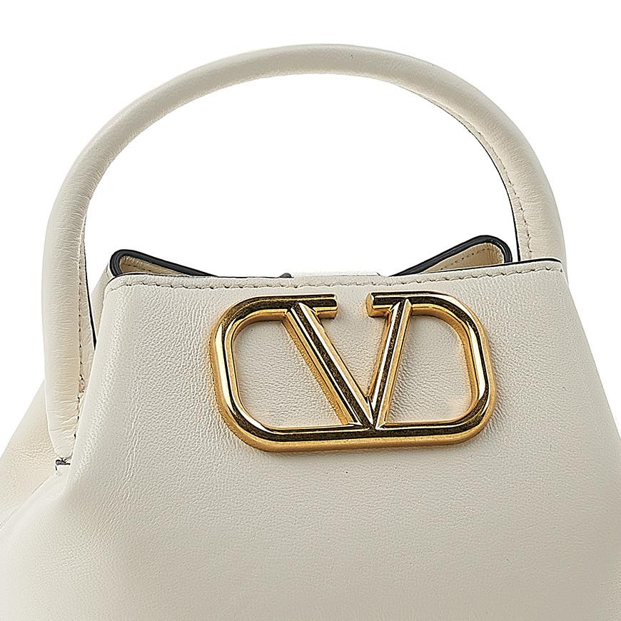 VALENTINO VLogo Micro Bucket Bag Leather Shoulder Bag Black