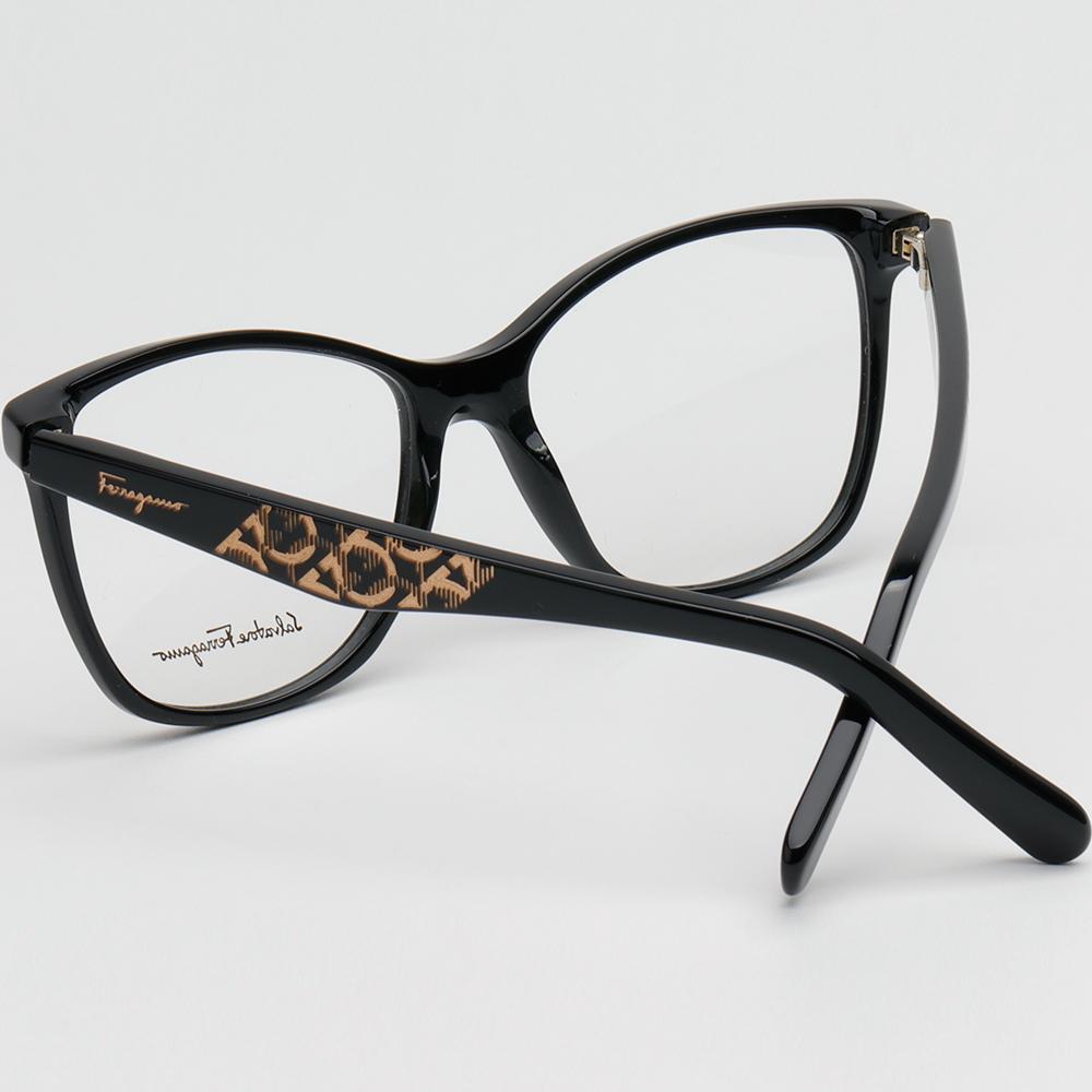 Ferragamo Cat-Eye Acetate Eyeglass Frames with Logo Trim SF2903 001