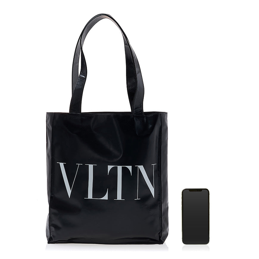 VALENTINO Garavani VLTN Logo Black Leather Unisex Tote Bag