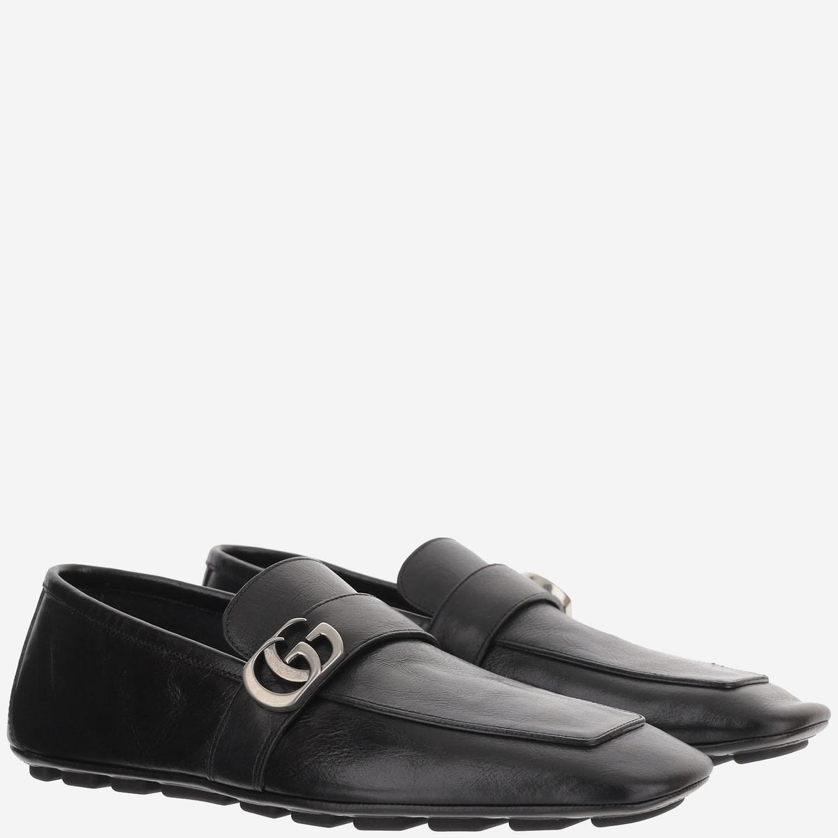 GUCCI Black Leather Loafer Shoes for Men