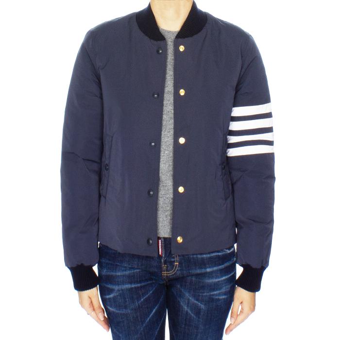THOM BROWNE Diagonal Stripe Down Varsity Jacket