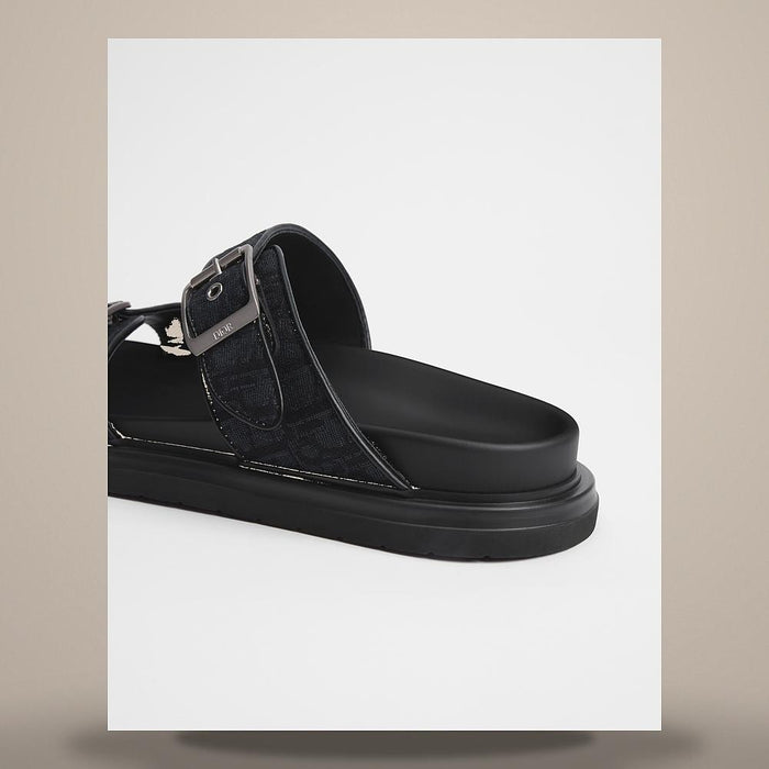 DIOR Black Aqua Slide Sandals Dior Oblique Jacquard