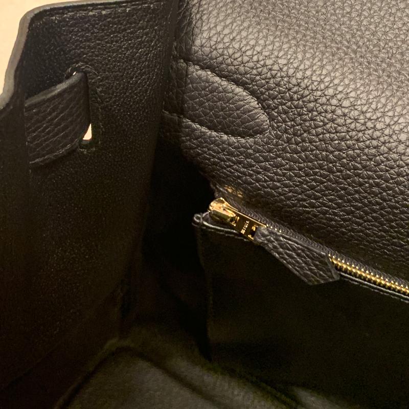 HERMES Kelly Black Leather Tote Bag with Gold Hardware