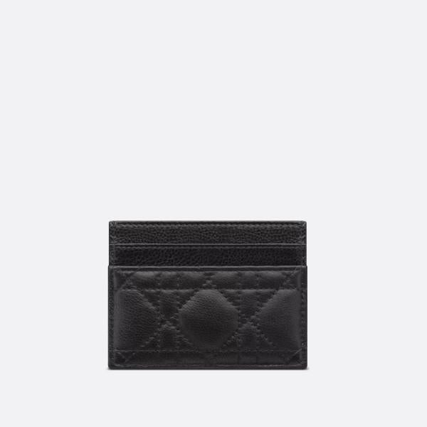 DIOR Caro Leather Card Holder Wallet Black 5-Slot