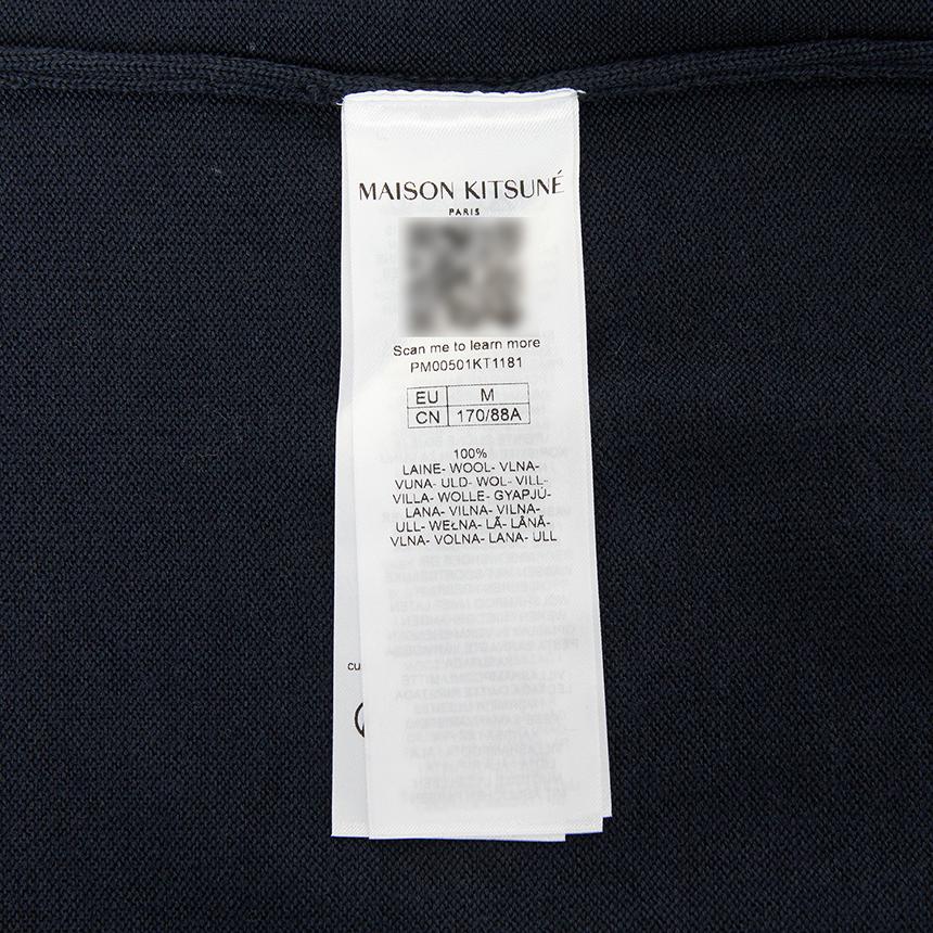 Maison Kitsune Fox Head Logo Men’s Wool Cardigan Navy PM00501 KT1181 0413