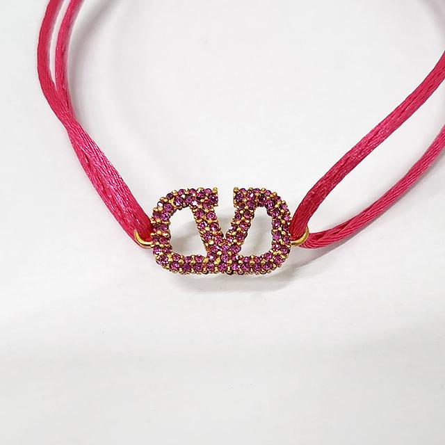 VALENTINO V Logo Crystal Knotted Bracelet Unisex
