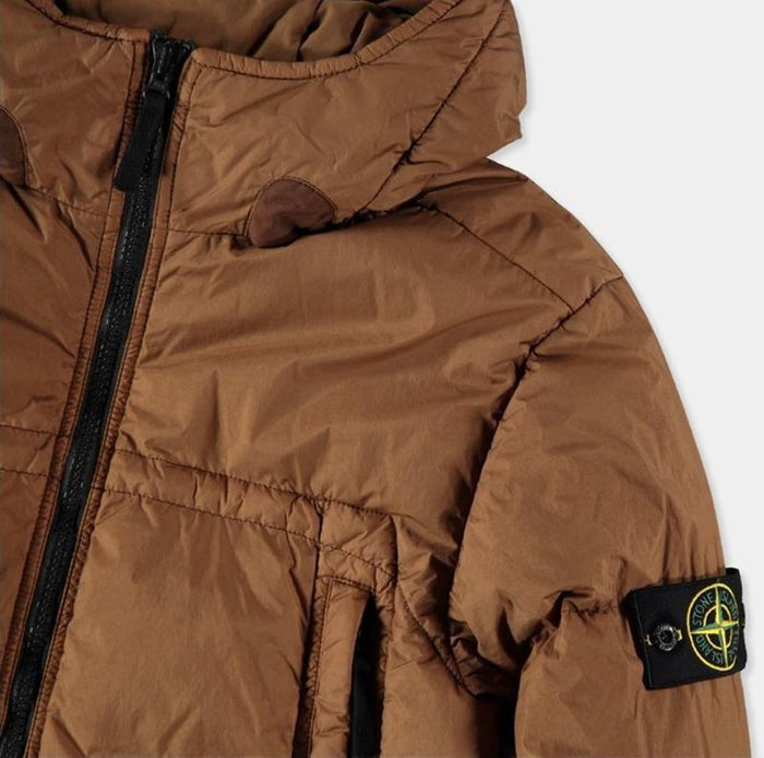 STONE ISLAND Crinkle Reps Hooded Down Jacket Tobacco