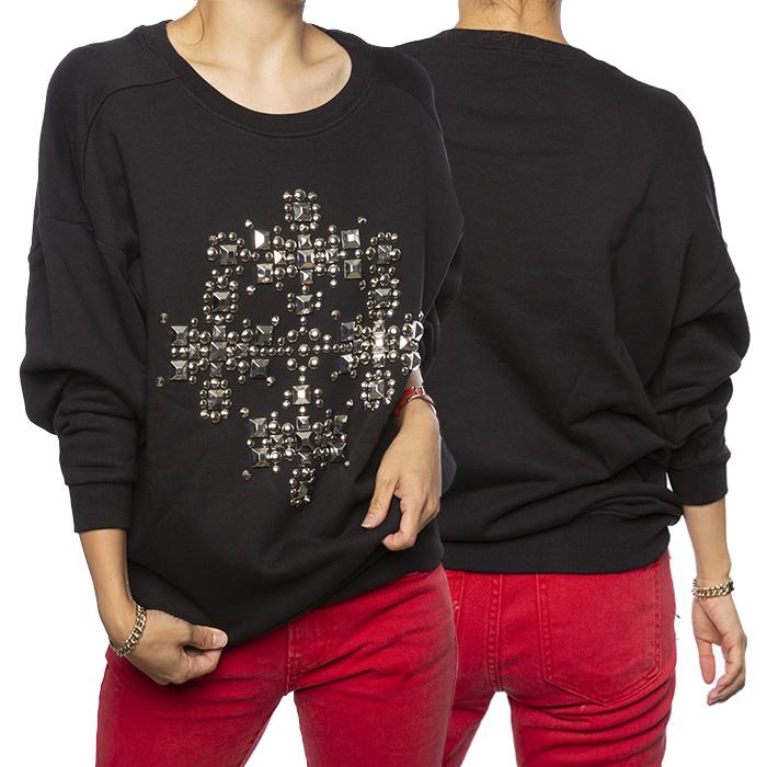 Saint Laurent Women Jewelry Pattern Black Sweatshirt