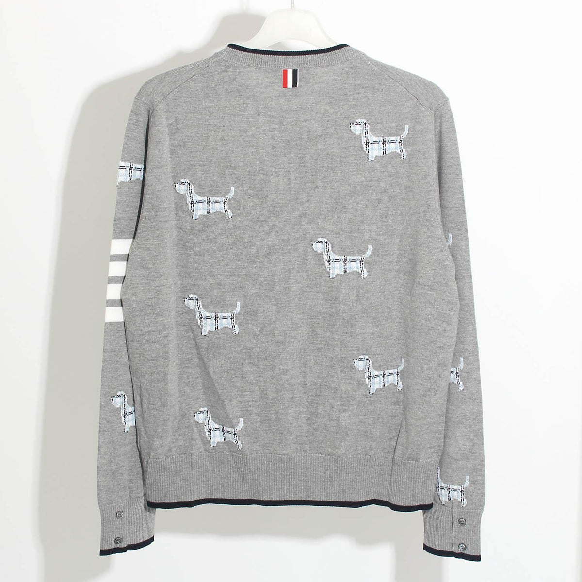 THOM BROWNE Hector Merino Wool Crewneck Sweater Light Gray