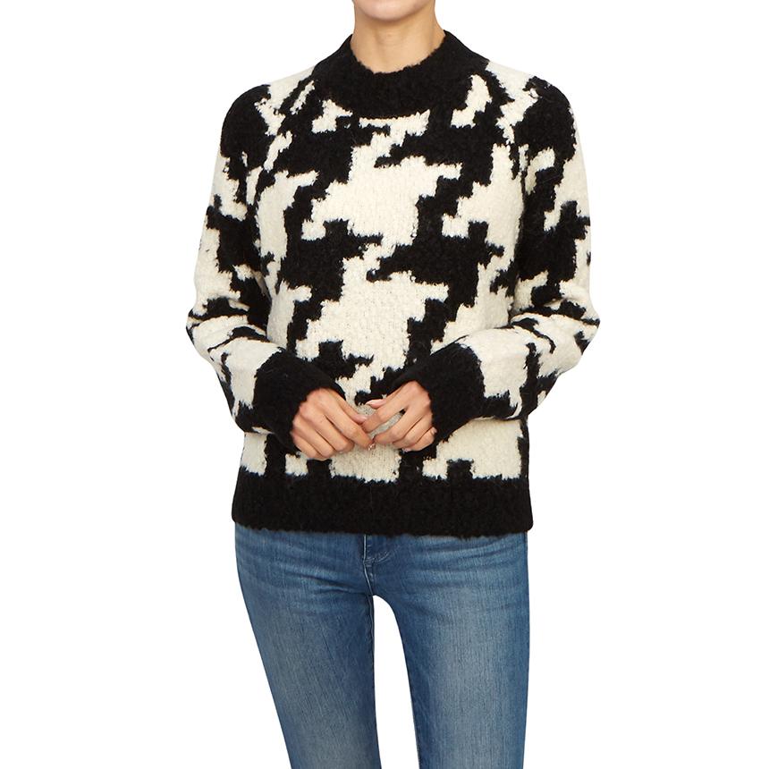 ALLSAINTS Women’s Round Neck Knit Sweater WK022Z BLK CHALK WHITE
