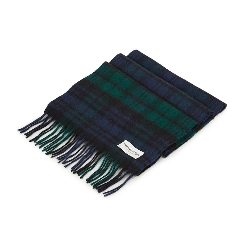 Johnstons of Elgin Tartan Cashmere Scarf Black Watch Unisex