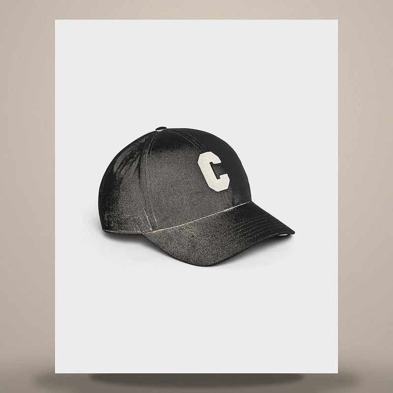 CELINE Initial Baseball Cap Cotton Black