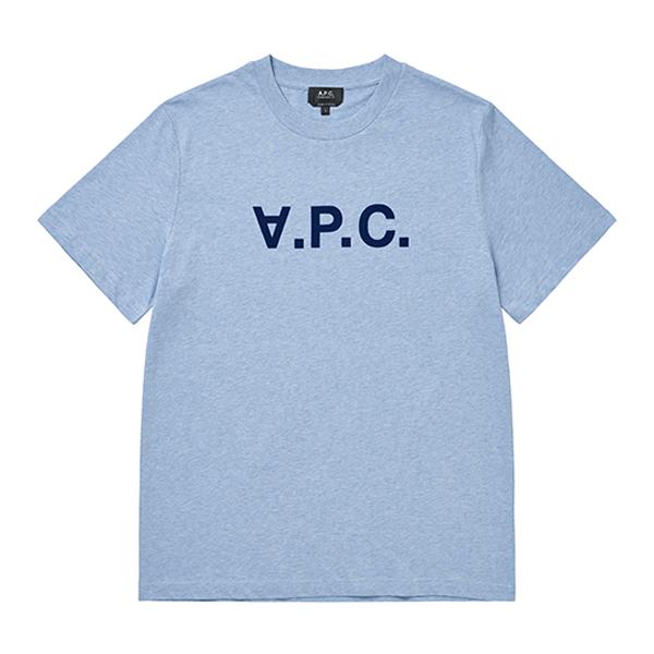 A.P.C. Velour Logo Short Sleeve T-Shirt Blue Unisex