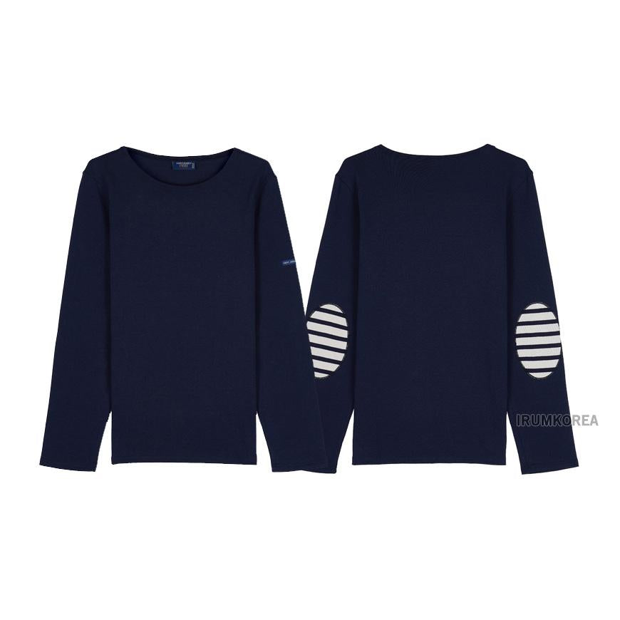 Saint James Navy/Ecru Stripe Long Sleeve T-Shirt Unisex Cotton