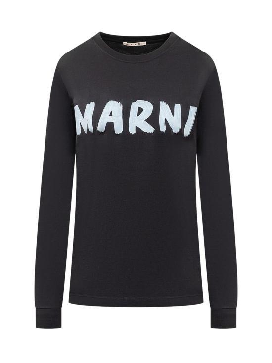 Marni Long Sleeve Sweatshirt Black Cotton Crewneck Top THJE0294 P1 USCS11