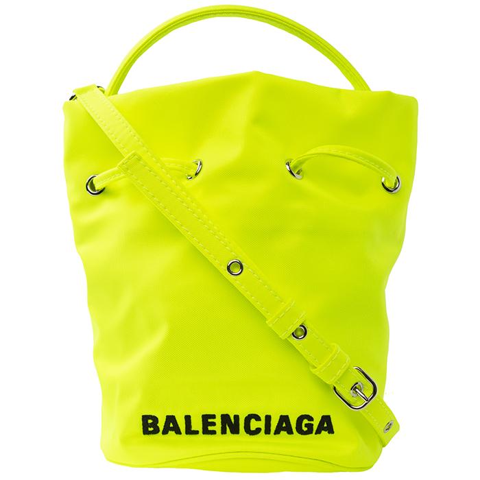 BALENCIAGA Logo Wheel Drawstring Bucket Shoulder Bag Women