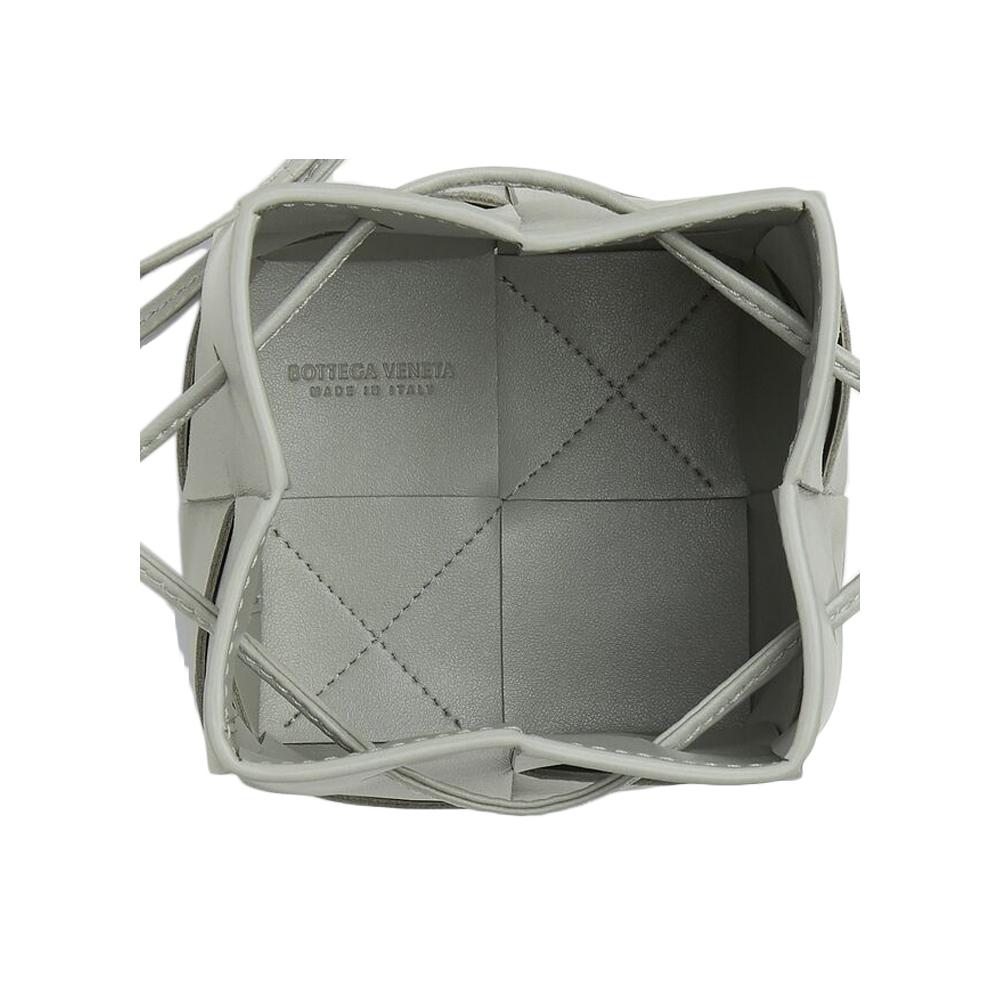 Bottega Veneta Intrecciato Cassette Leather Shoulder Bag Gray