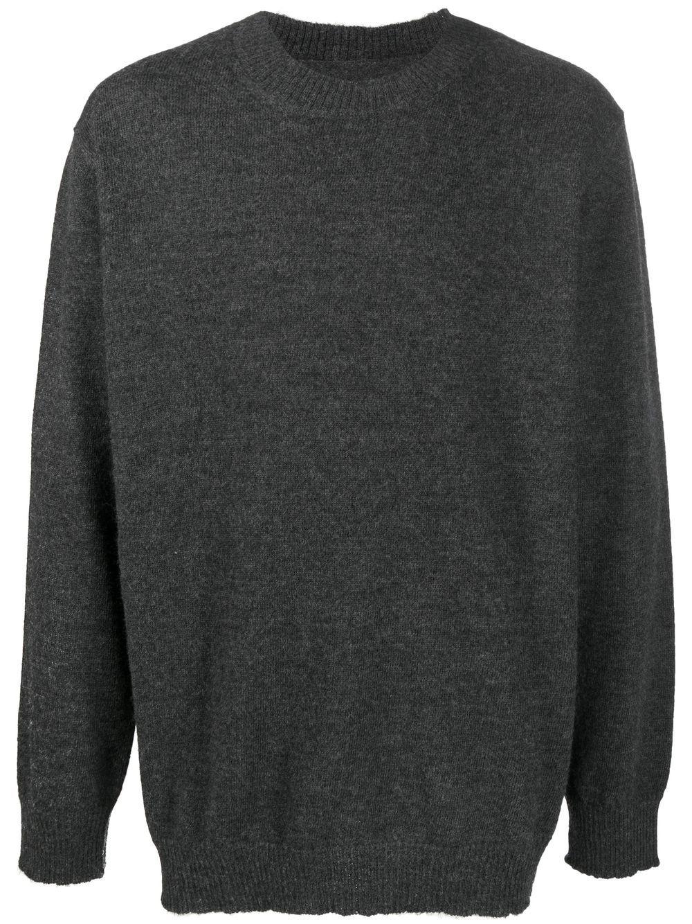 Maison Margiela Men’s Alpaca Crewneck Knit Sweater Dark Gray