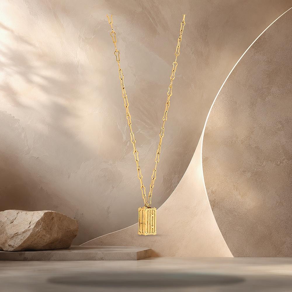 Louis Vuitton Gold-Tone Metal LV Trunk Pendant Necklace M03702