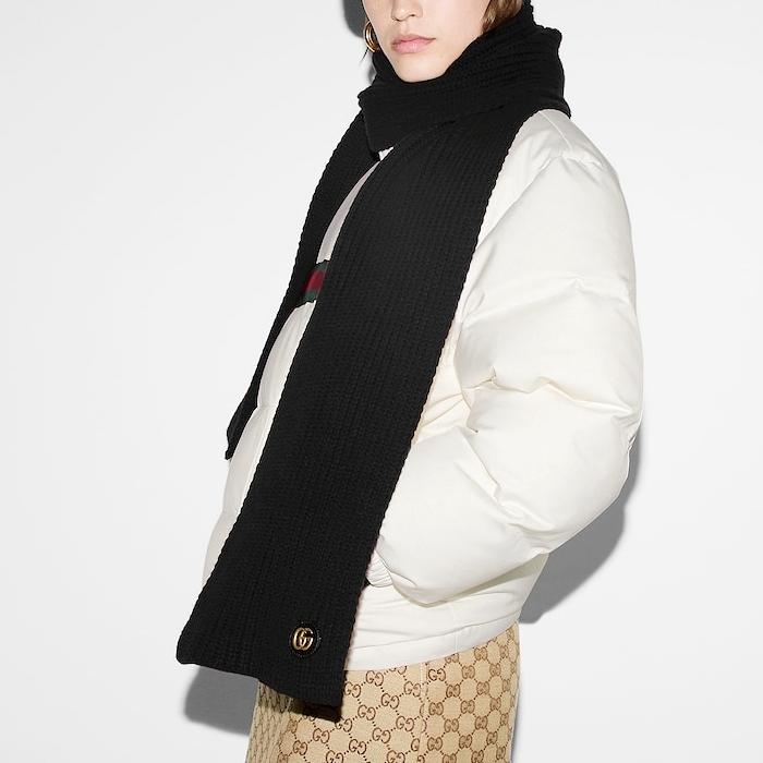 GUCCI Double G Wool Cashmere Scarf 773426 3GB02 1000
