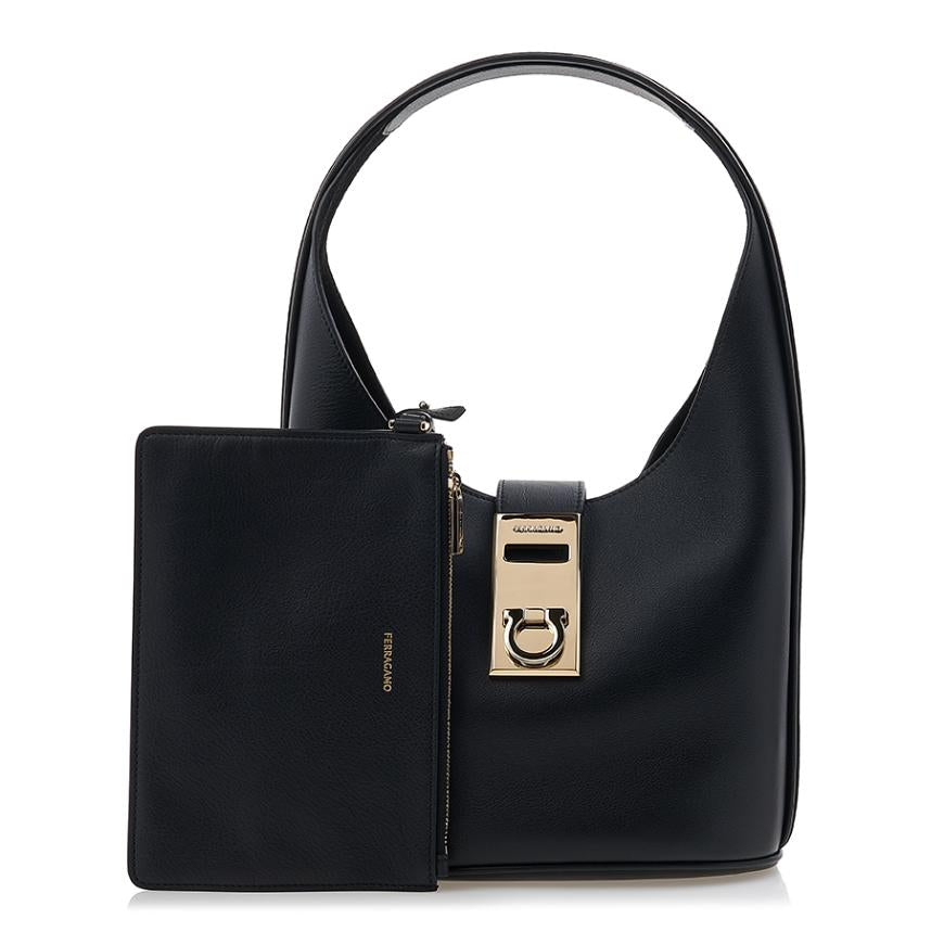 Ferragamo Women’s Buckle Hobo Bag 21 4966 NERO 0764378