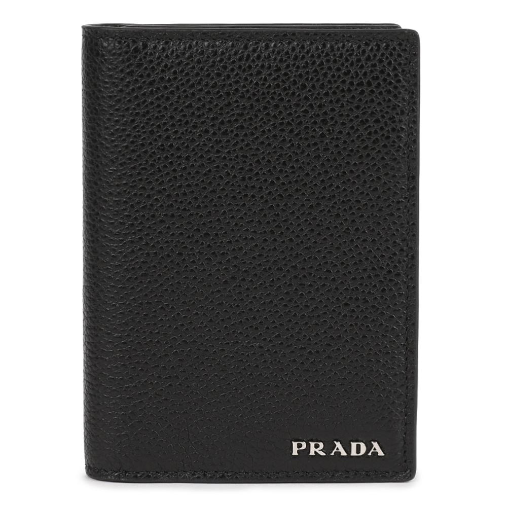 PRADA Grain Leather Trifold Card Holder Wallet Black 2MC069 2CGS F0002