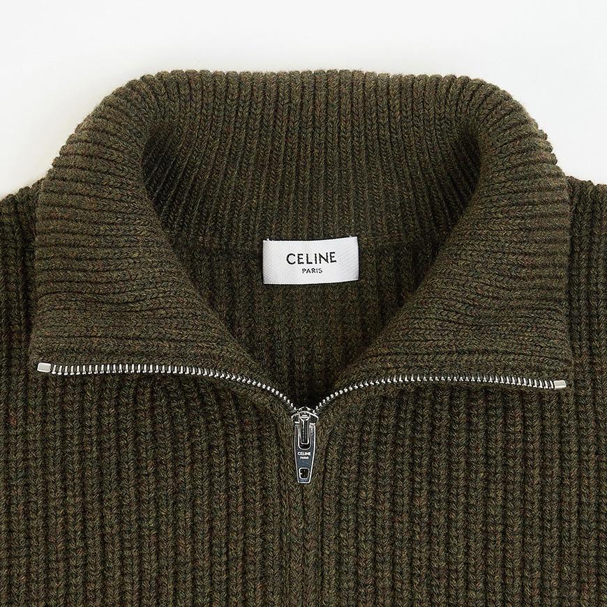 CELINE Men’s Triomphe Trucker Knit Sweater Navy Wool