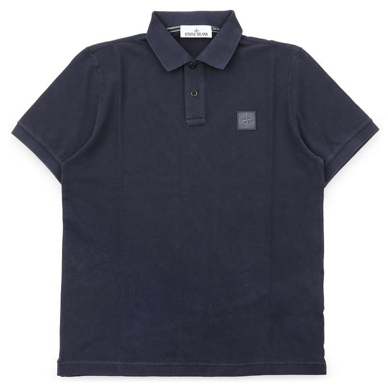 STONE ISLAND Navy Logo Patch Pique Short Sleeve Polo Shirt Men
