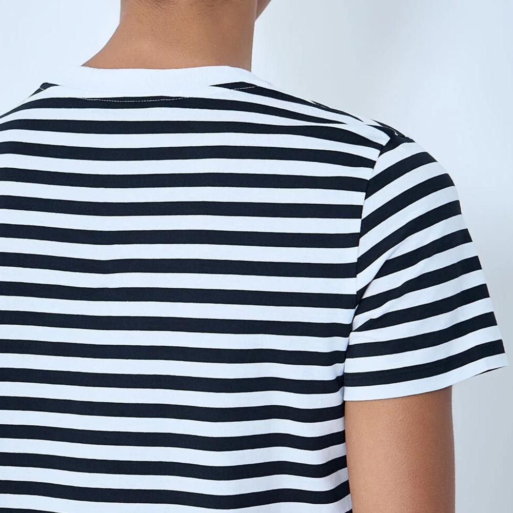 Max Mara Striped Jersey Short Sleeve T-Shirt Black 1941056206 007