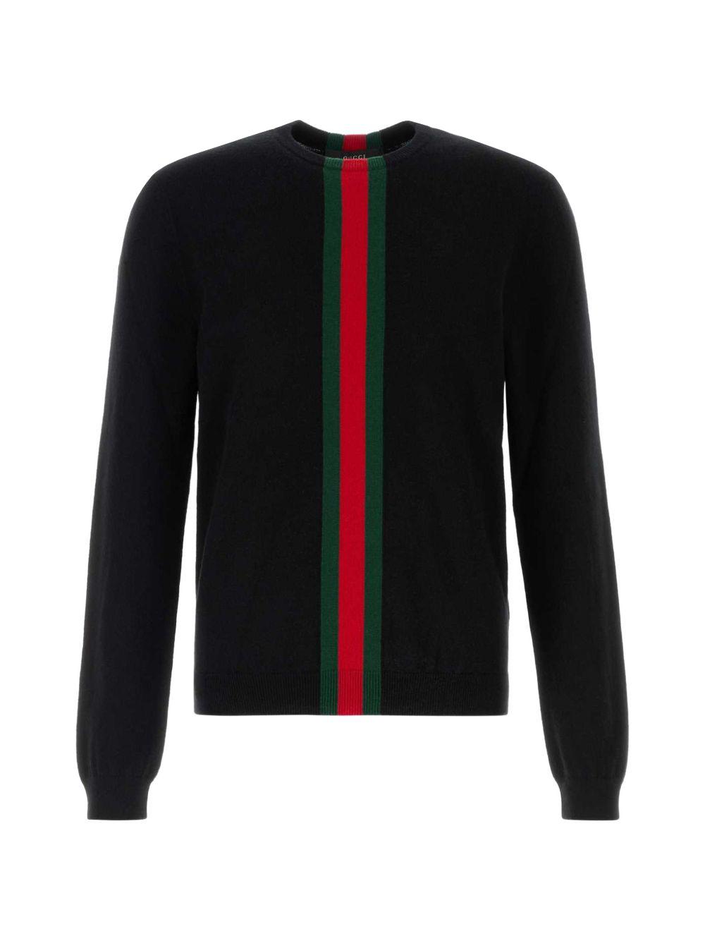 GUCCI Black Wool Crewneck Knit Sweater for Men