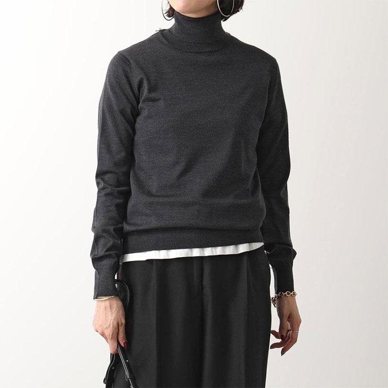 Maison Margiela Women’s Grey High Neck Knit Sweater with 4-Stitch