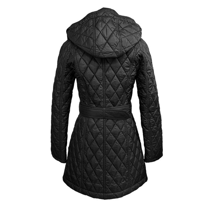 BURBERRY Quilted Belted Hooded Jacket Black