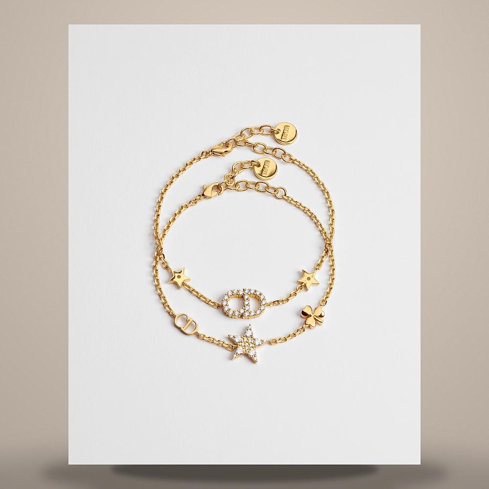 DIOR Gold-Finish Metal Clair D Lune Bracelet Set with Crystals B3105WOMZI D301