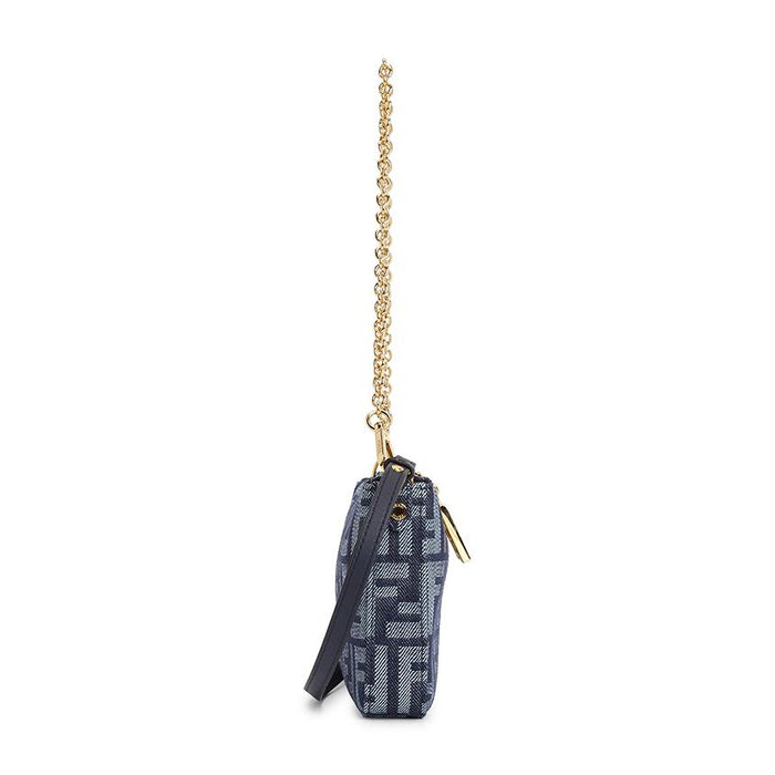 FENDI Women’s Chain Pouch Shoulder Bag Black Leather