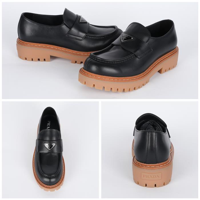 PRADA Triangle Logo Leather Loafers 2DE151 070 F0002