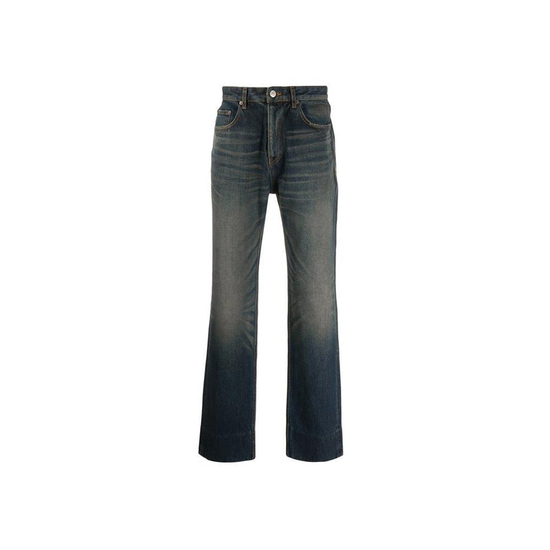BALENCIAGA Washed Straight Denim Jeans Dark Blue Men’s Pants
