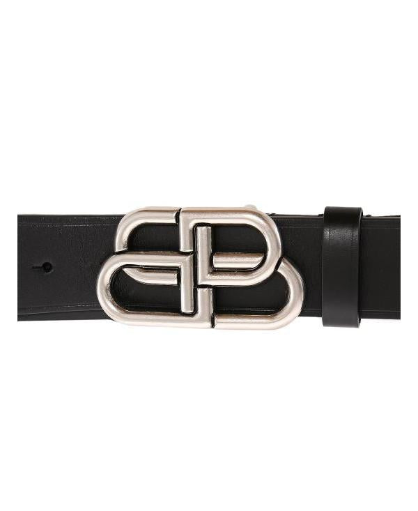 BALENCIAGA BB Large Leather Belt Black