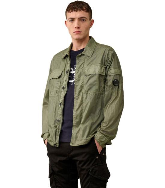 CP Company Agave Green Cotton Overshirt Jacket for Men 16CMSH113 A110030 G627