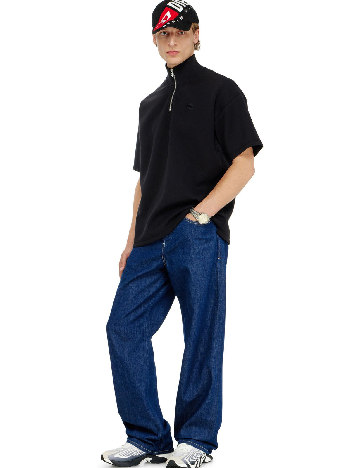 DIESEL Black Cotton Short Sleeve T-Shirt for Men