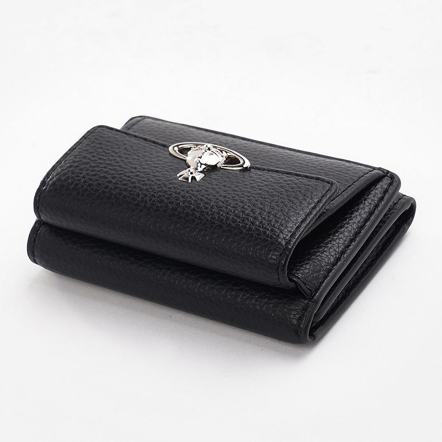 Vivienne Westwood Women’s Small Flap Purse Wallet Black Leather