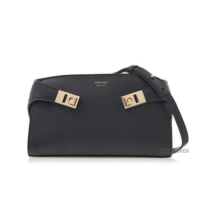 Ferragamo Hug Mini Crossbody Bag Black Red Leather 0774628