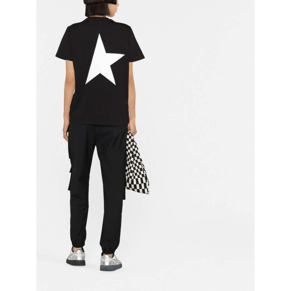 GOLDEN GOOSE Logo Print Black Short Sleeve T-Shirt for Women