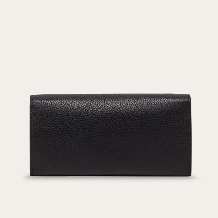 Ferragamo Black Leather Gancini Chain Wallet Long Wallet Crossbody