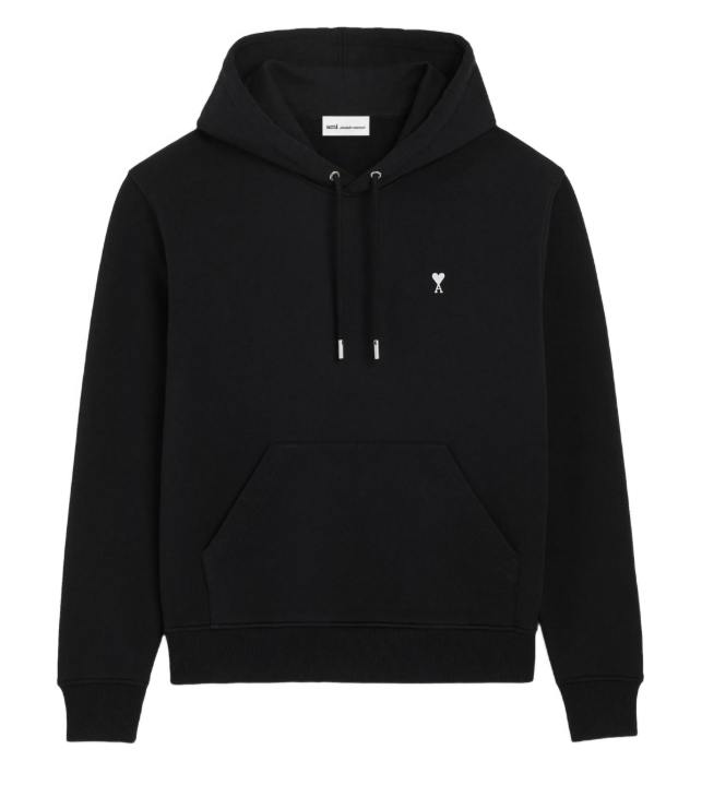 AMI Black Cotton Heart Logo Hoodie Black/White/Cream