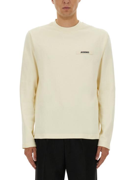 JACQUEMUS Grosgrain Logo Long-Sleeve T-Shirt Beige Men's