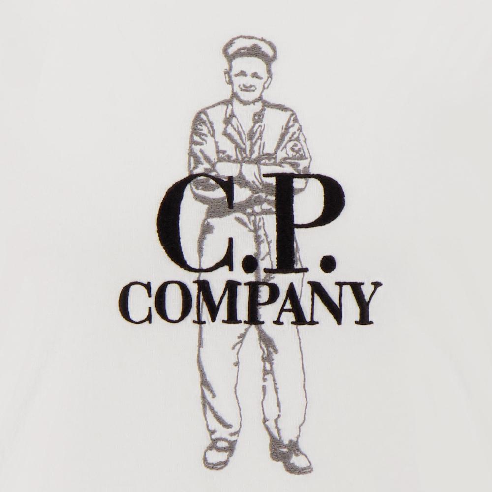CP Company Embroidered Logo White T-Shirt 18CMTS288A 006057O 103