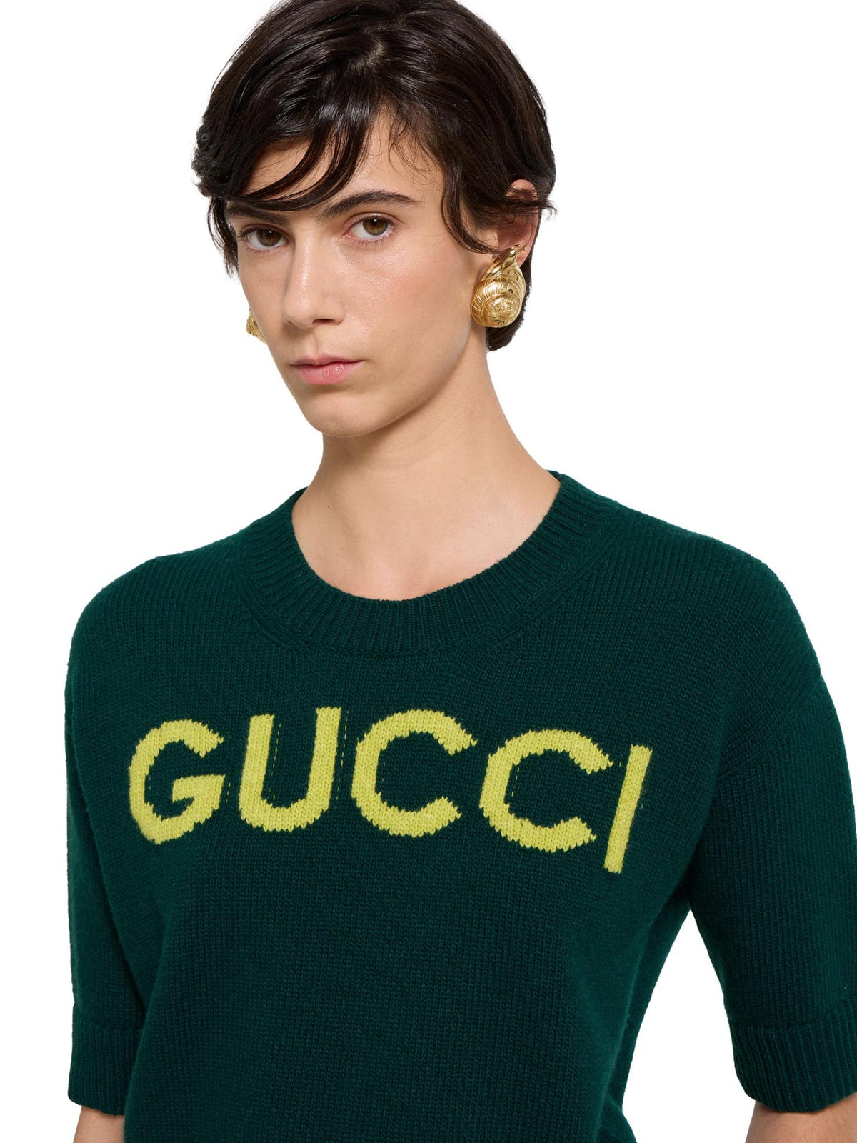 GUCCI Pink Wool Round Neck Knit Sweater