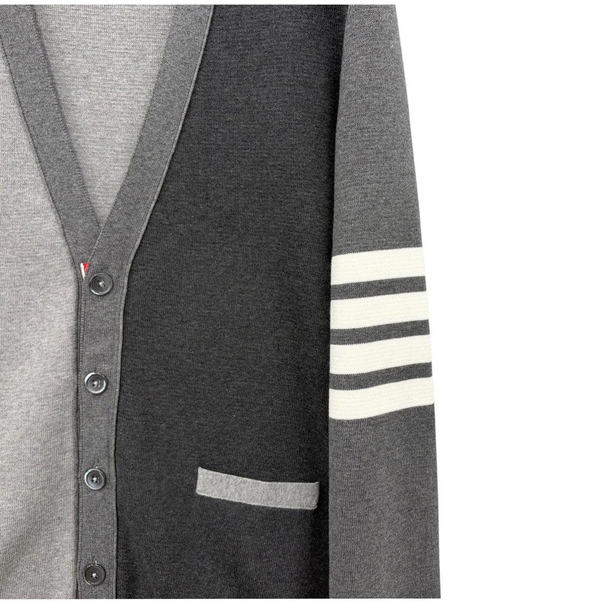 THOM BROWNE Grey Armband Stripe Knit Cardigan for Men