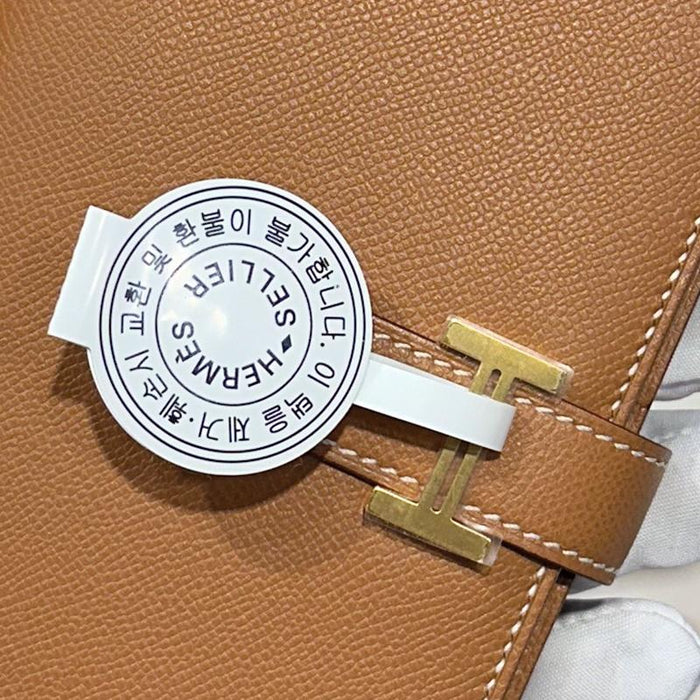 HERMES Gold Epsom Leather Béarn Long Wallet with Gold Hardware
